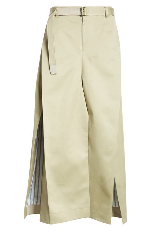Sacai Belted Cotton Chinos Skirt In Beige