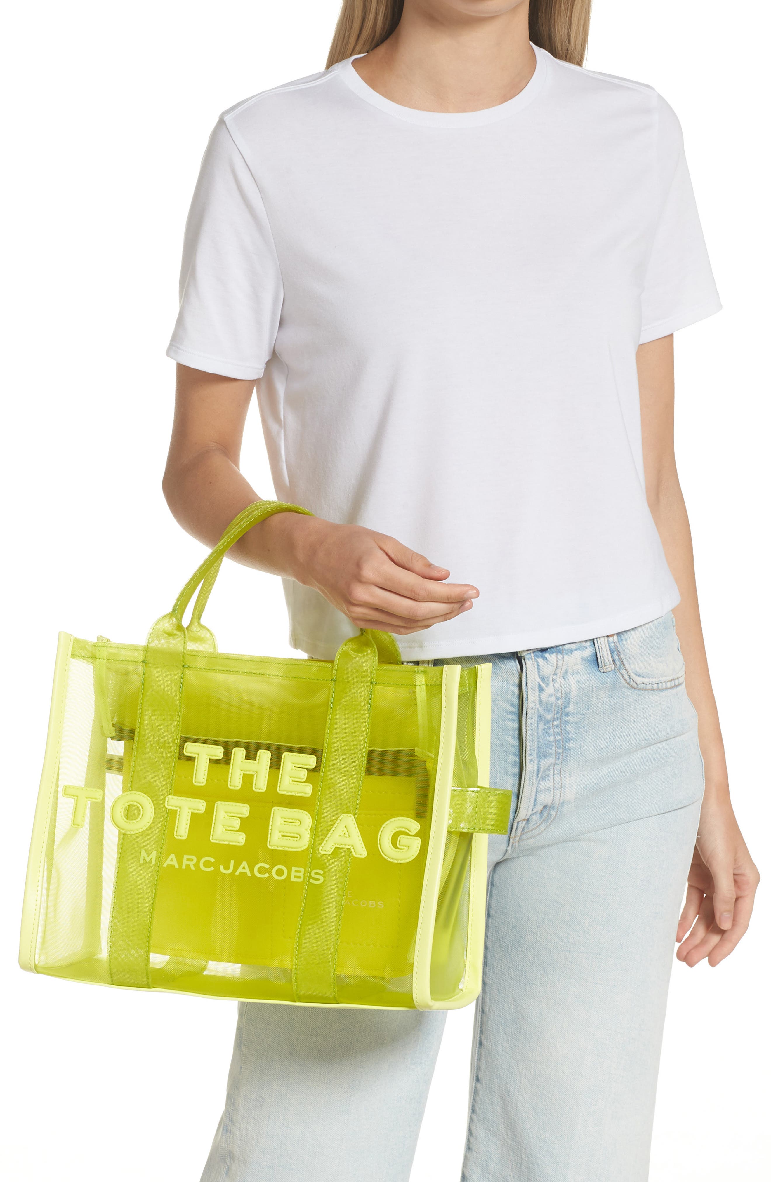 Marc Jacobs The Medium Mesh Tote Bag, Alternate, color, Bright Green