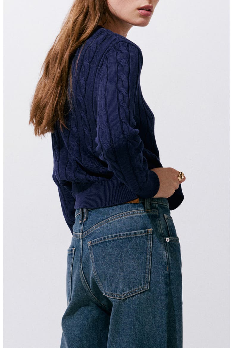 Cable Stitch Sweater, Alternate, color, DARK NAVY