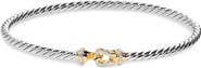 David Yurman Buckle Classic Cable Bracelet in Sterling Silver with 18K Yellow Gold & Diamonds