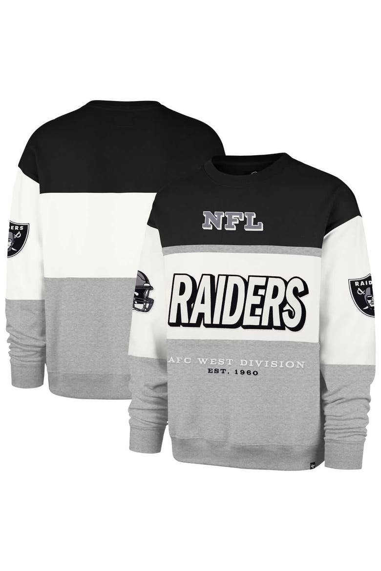 Men's '47 Black/Gray Las Vegas Raiders Breeze Maximalist Sweatshirt, Main, color, Black