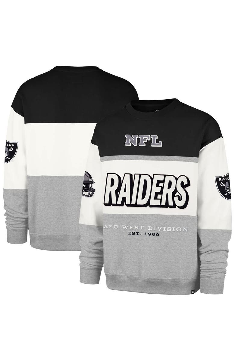 '47 Men's '47 Black/Gray Las Vegas Raiders Breeze Maximalist Sweatshirt, Main, color, Black