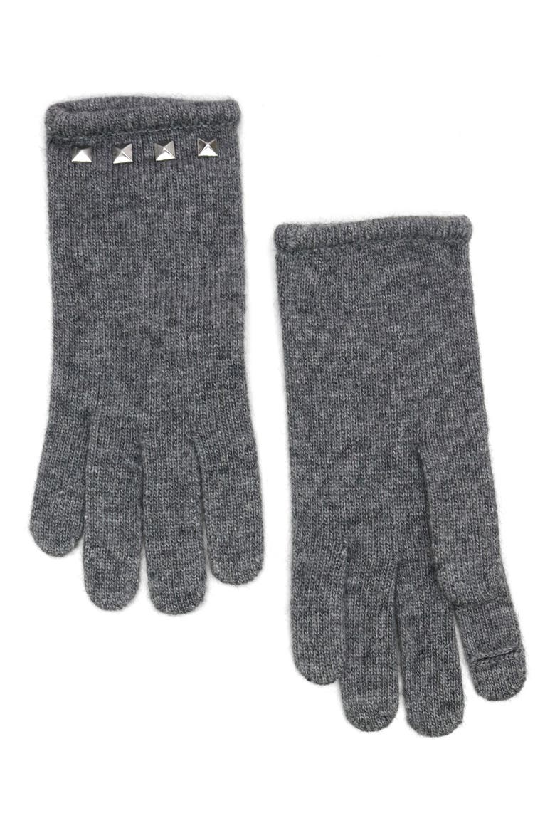 Studded Tech Gloves, Main, color, MEDIUM HTH GREY