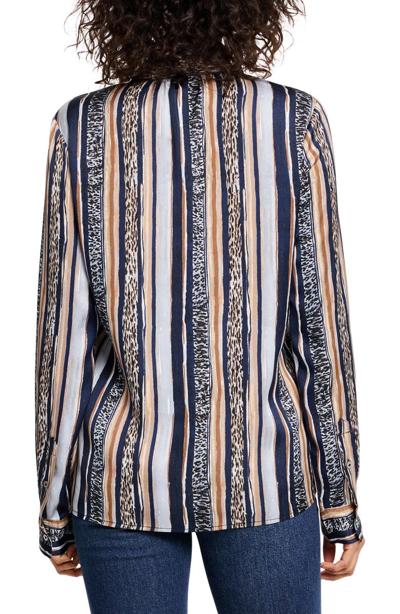 NIC+ZOE Animal Stripe Half Button Shirt, Alternate, color, 