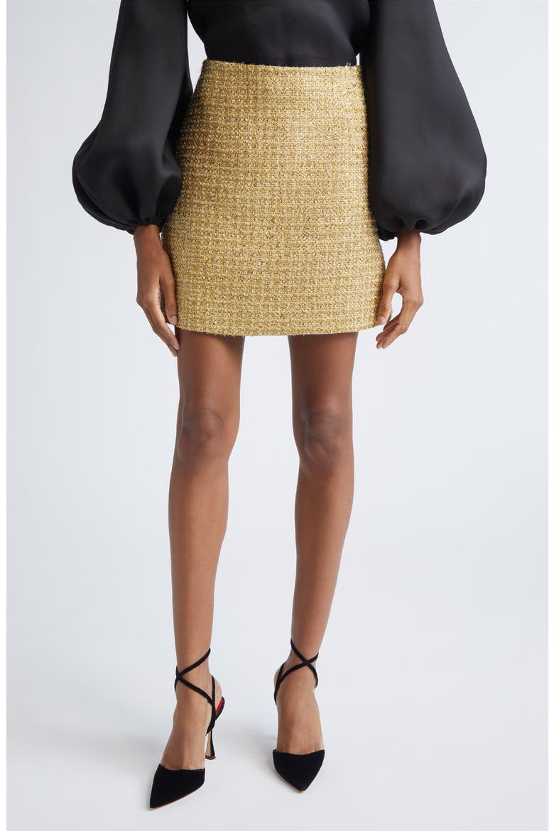 Metallic Tweed Miniskirt, Main, color, GOLD