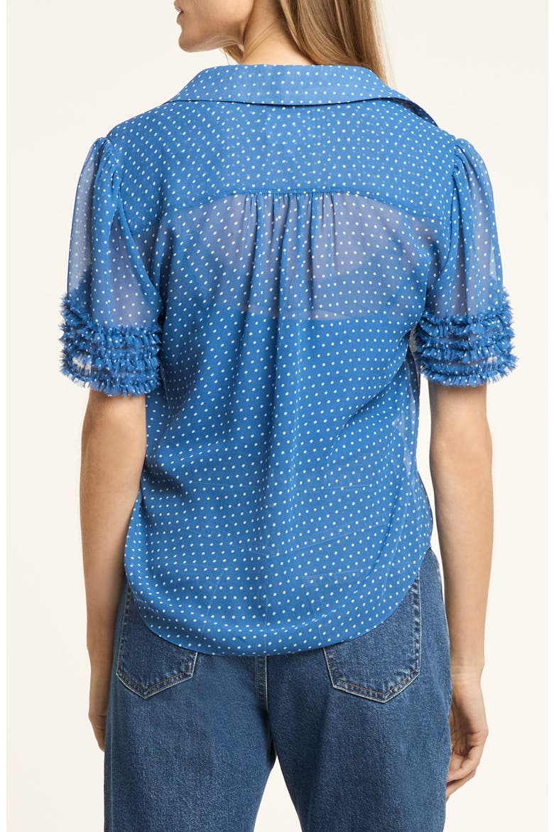 Galea Polka Dot Sheer Button-Up Top, Alternate, color, TWILIGHT BAY/ IVORY