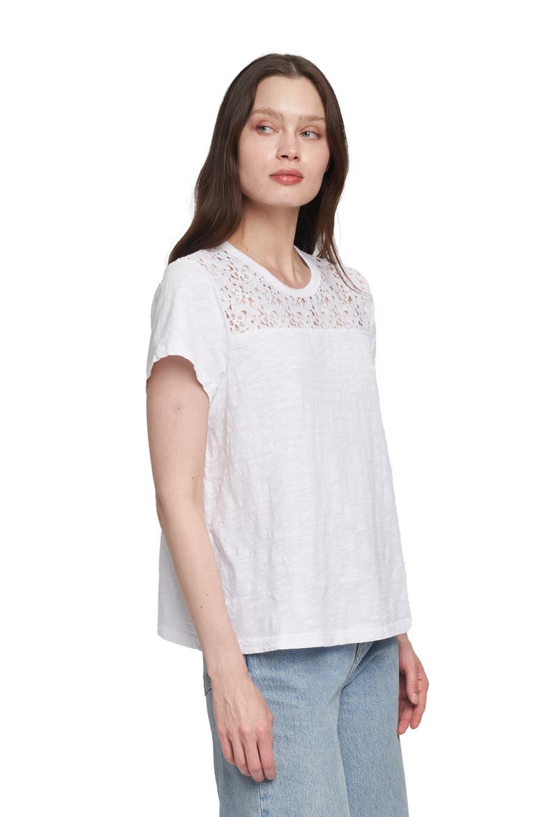 Easy Short Sleeve Crew Lace Yoke, Alternate, color, Blossom