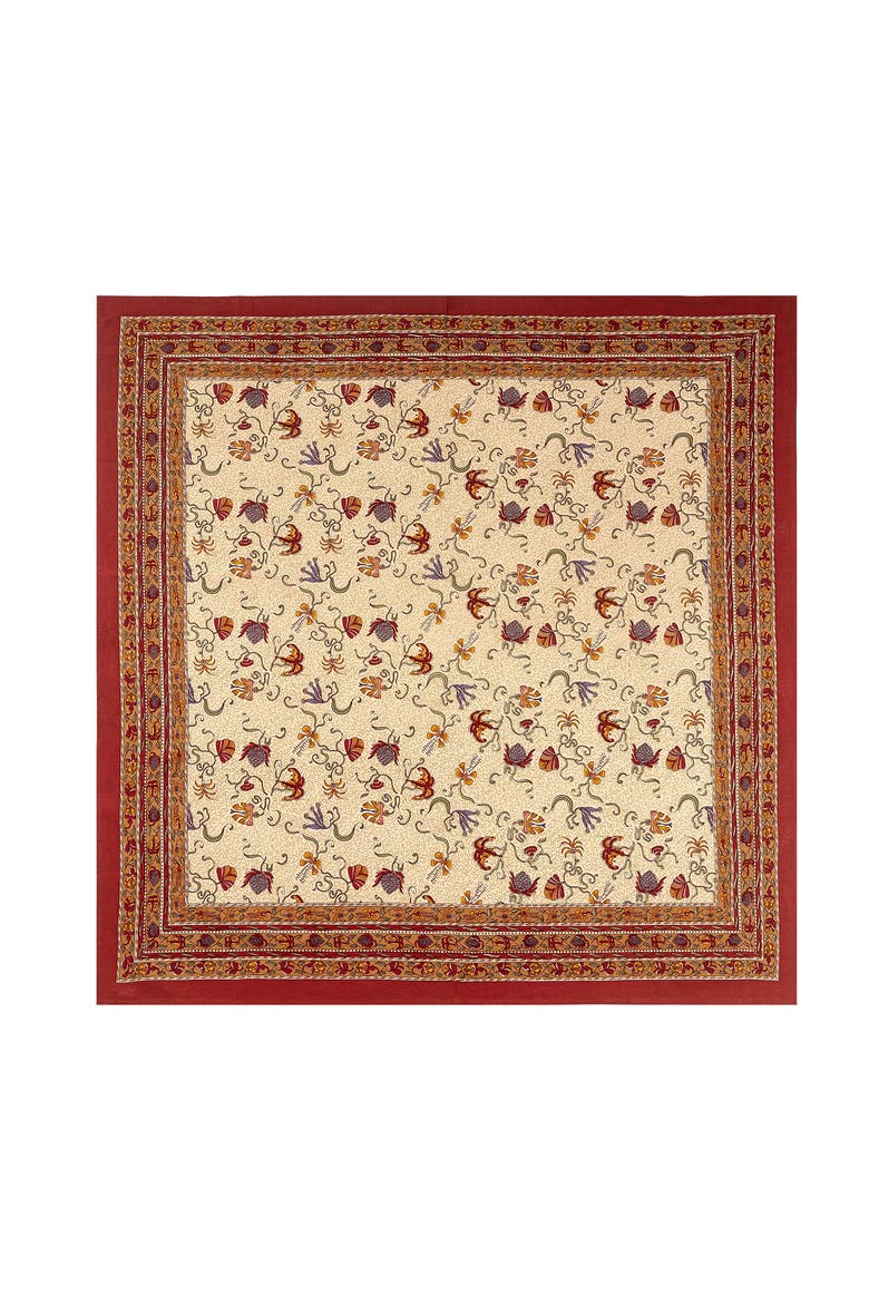 Fleur des Indes Tablecloth, Main, color, Red/White 90" x 90"