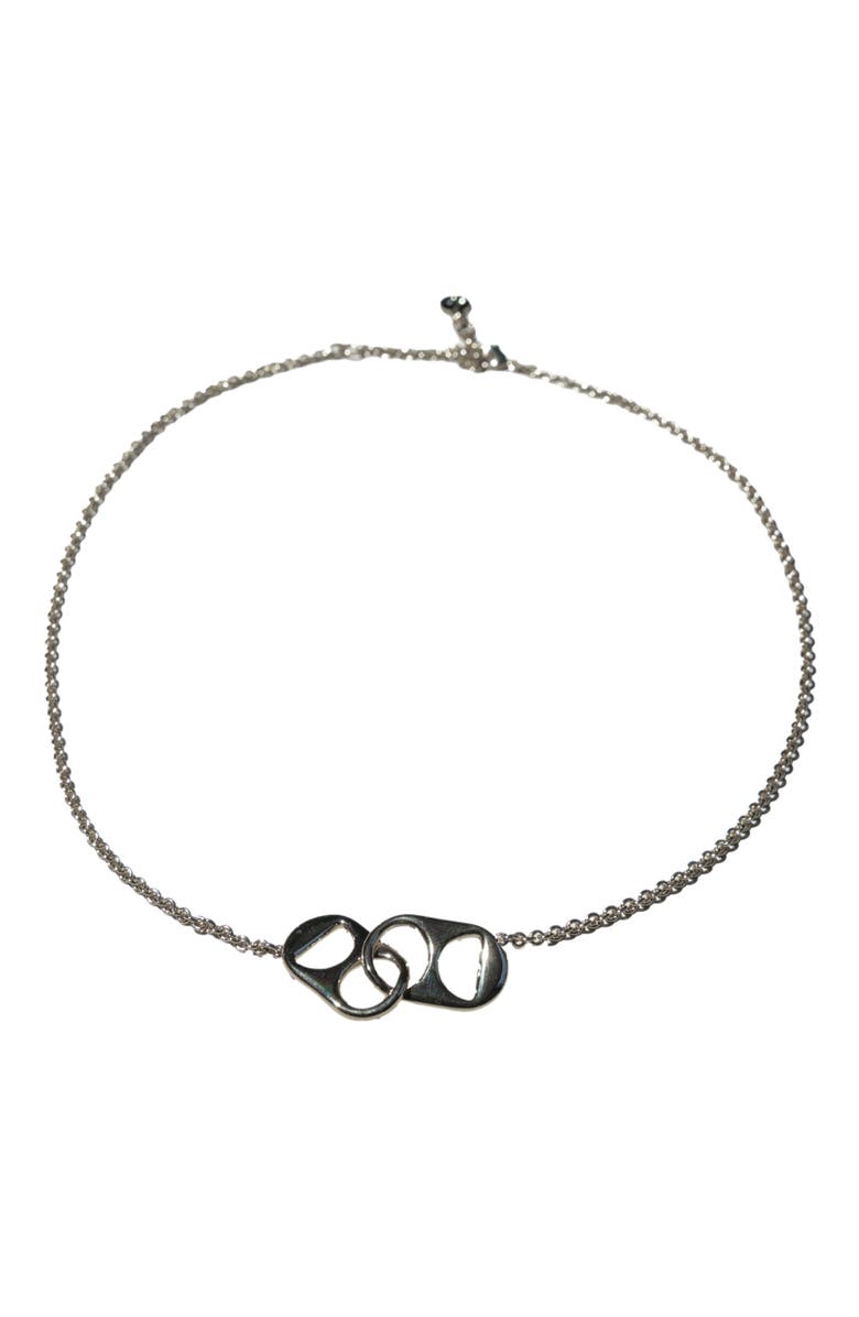 Nickel & Suede Soda Tab Necklace, Main, color, Silver