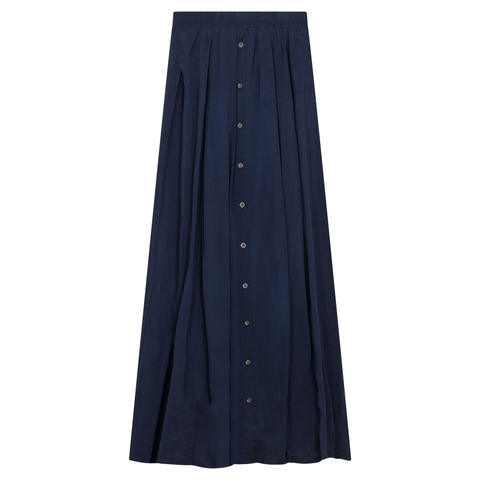 Maxi Gauze Faux Button Front Elastic Waistband Skirt