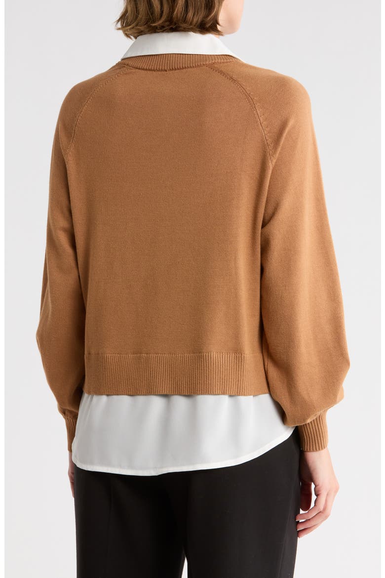 Mixed Media Sweater, Alternate, color, CAMEL/ IVORY