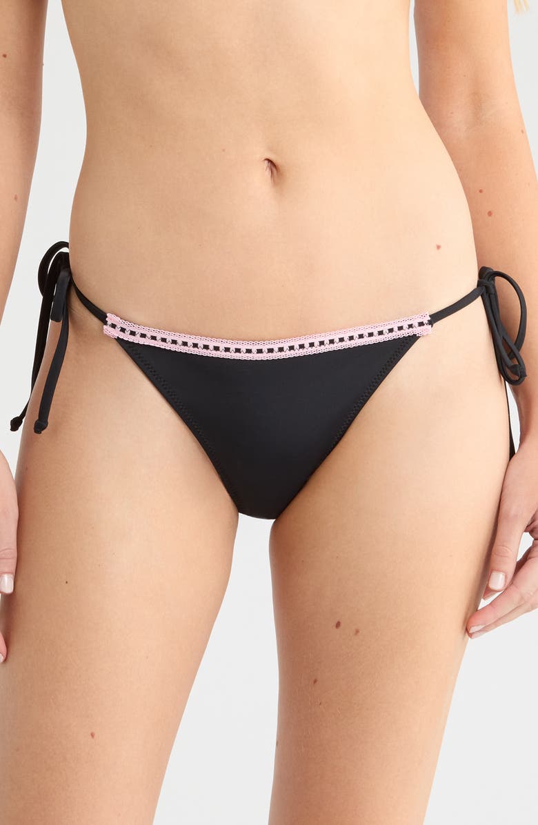 PacSun Lacey Day Side Tie Swim Bottoms, Main, color, Anthracite