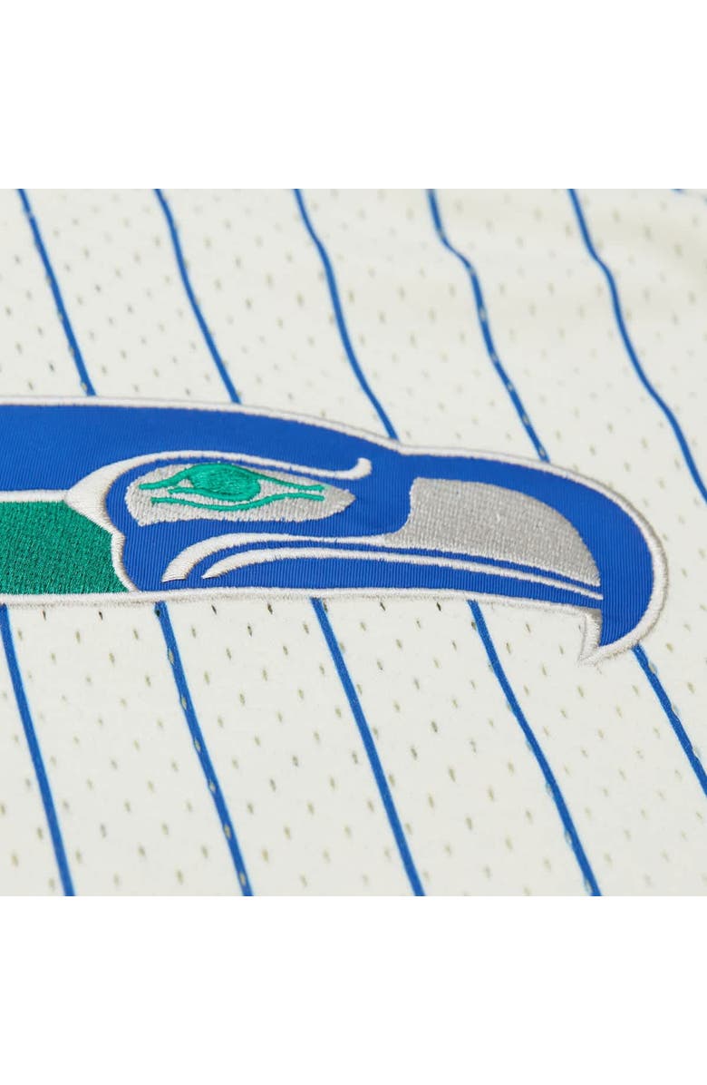 Mitchell & Ness Men's Mitchell & Ness Cream Seattle Seahawks Vintage Logo Final Seconds Full-Button Mesh Top, Alternate, color, Cream