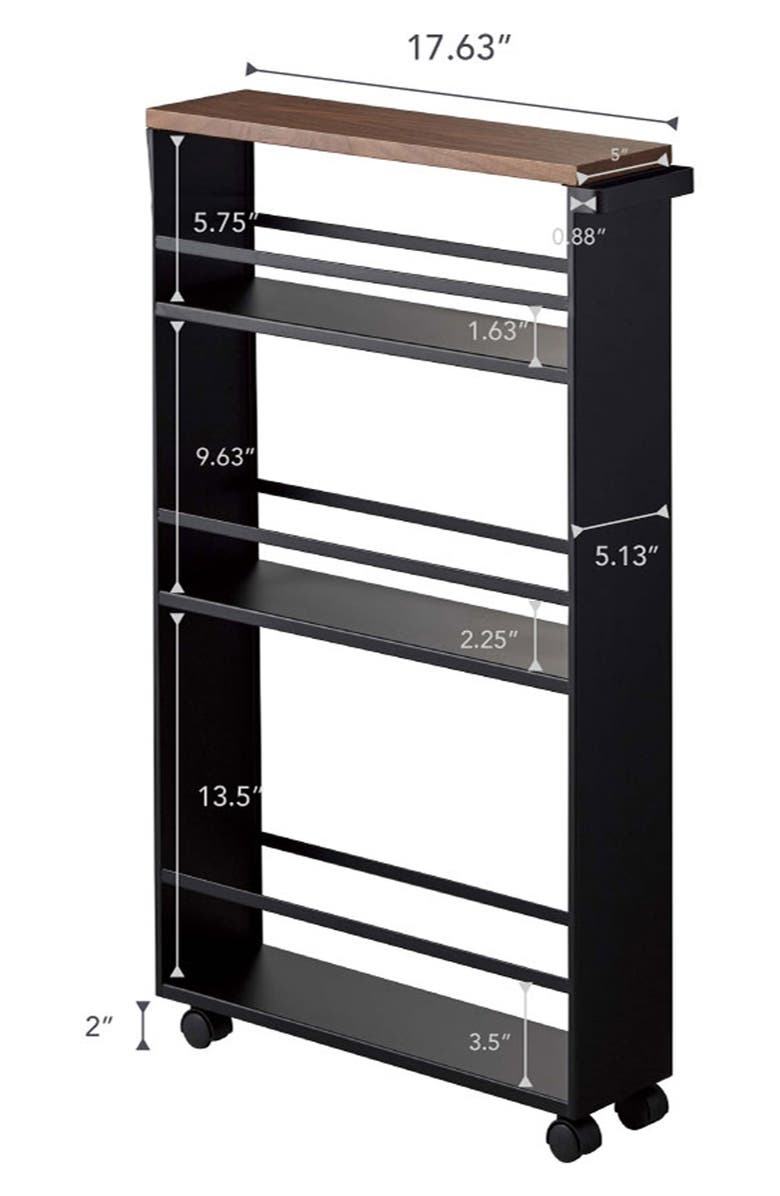 Yamazaki Steel Rolling Storage Cart, Alternate, color, Black