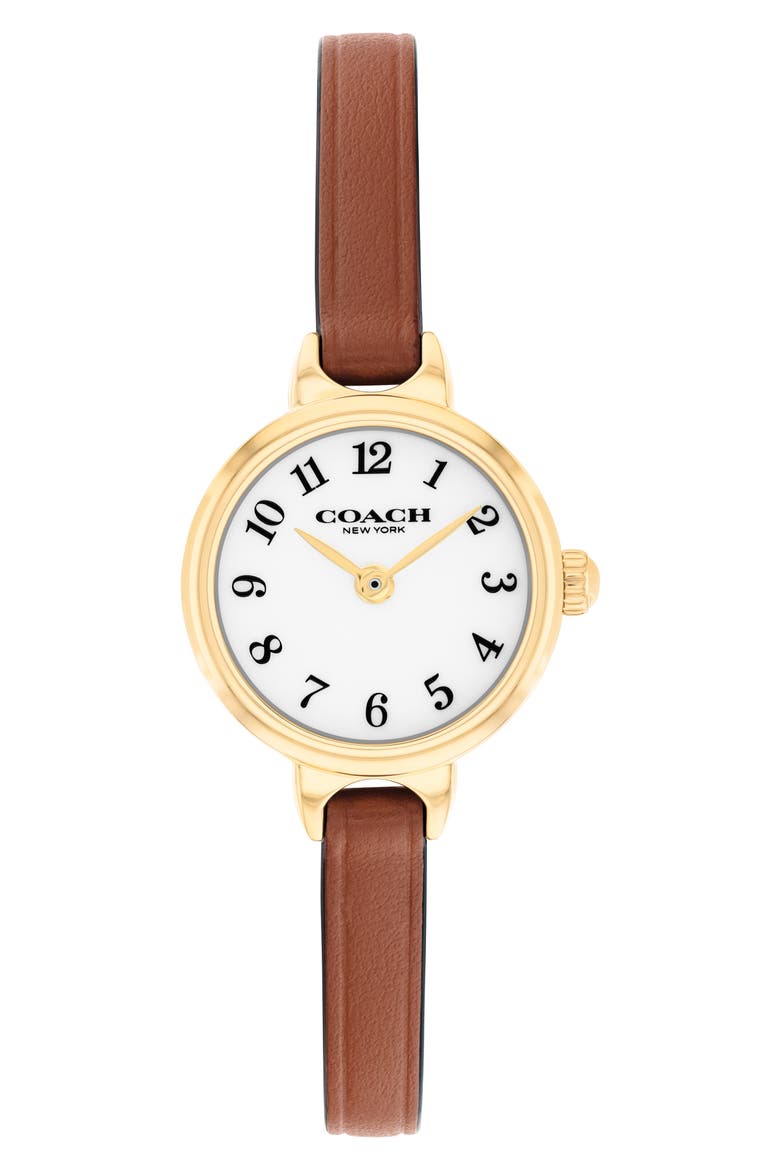 Iris Leather Strap Watch, 22.5mm, Main, color, SADDLE