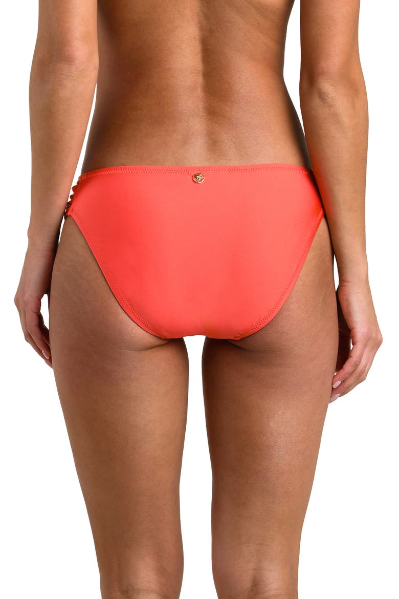 Solids Shirred Side Bikini Bottoms, Alternate, color, SHOCKING ORANGE