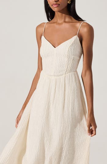Textured V-Neck Midi Dress
