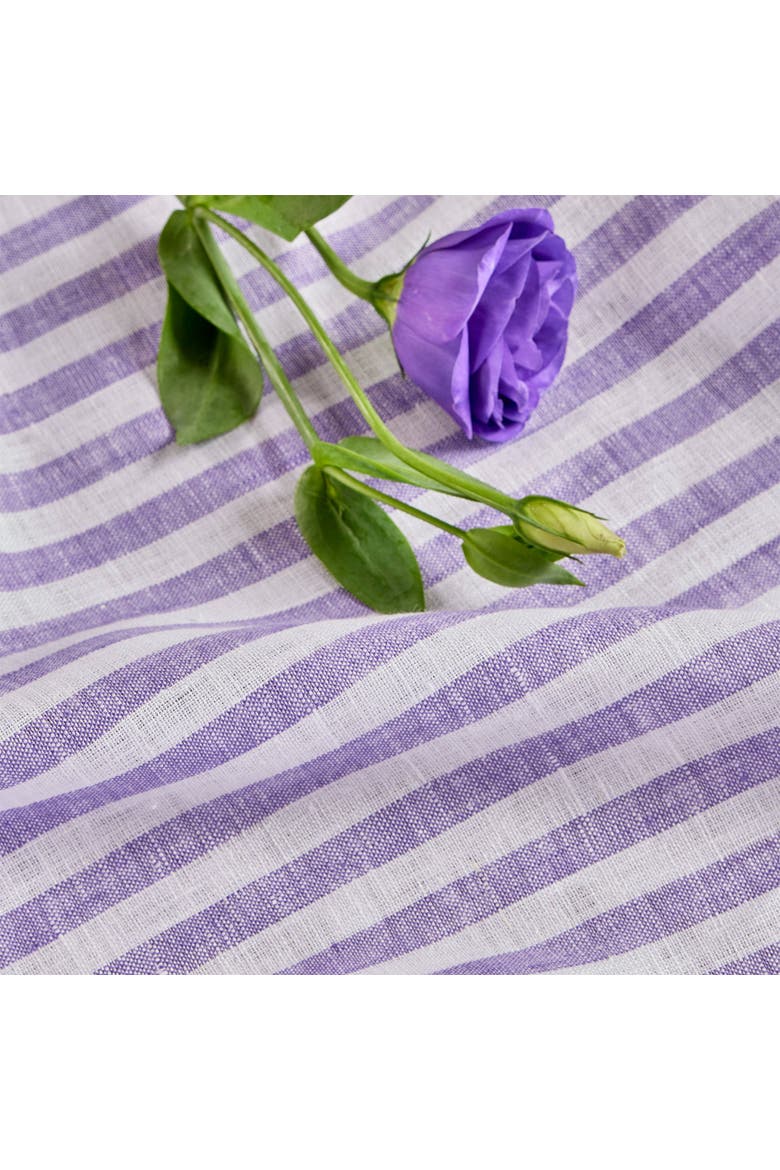 Linen Placemats Set of 4, 14 x 19" - Amalfi Stripe, Alternate, color, Violet and White
