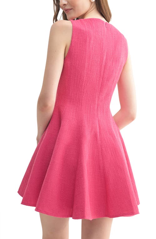 Lush Bouclé Fit And Flare Minidress In Hot Pink