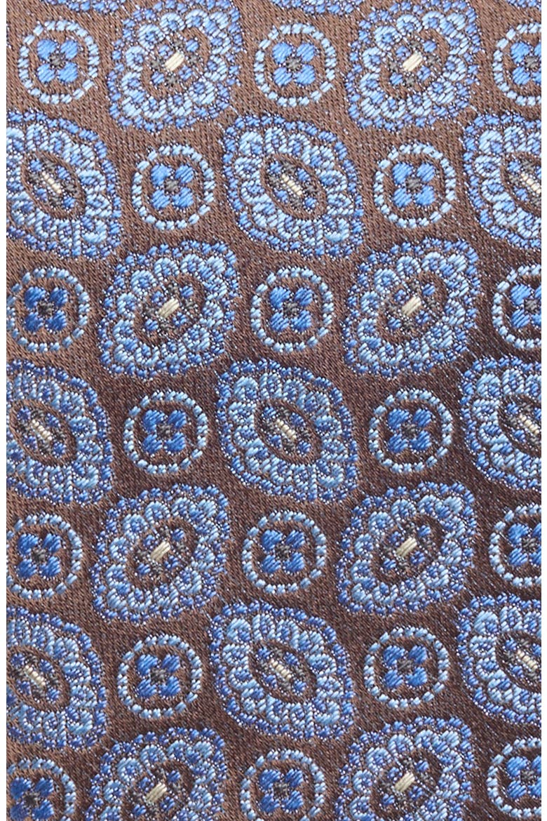 Medallion Silk Tie, Alternate, color, MEDIUM BROWN
