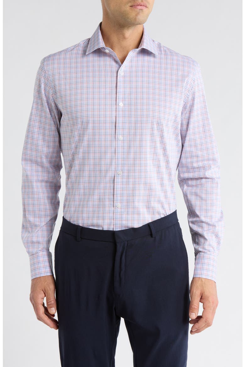 Slim Fit Check Stretch Cotton Dress Shirt, Alternate, color, PURPLE MULTI