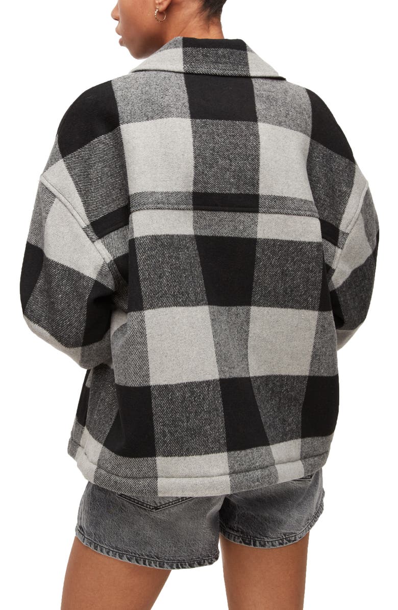 AllSaints Luella Check Oversize Shirt Jacket, Alternate, color, Black/ Cloud Burst