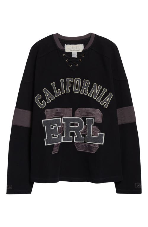 Erl Gender Inclusive Laced Hockey Jersey Sweatshirt In Black