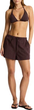 Sea Level Textured Gauze Cover-Up Shorts