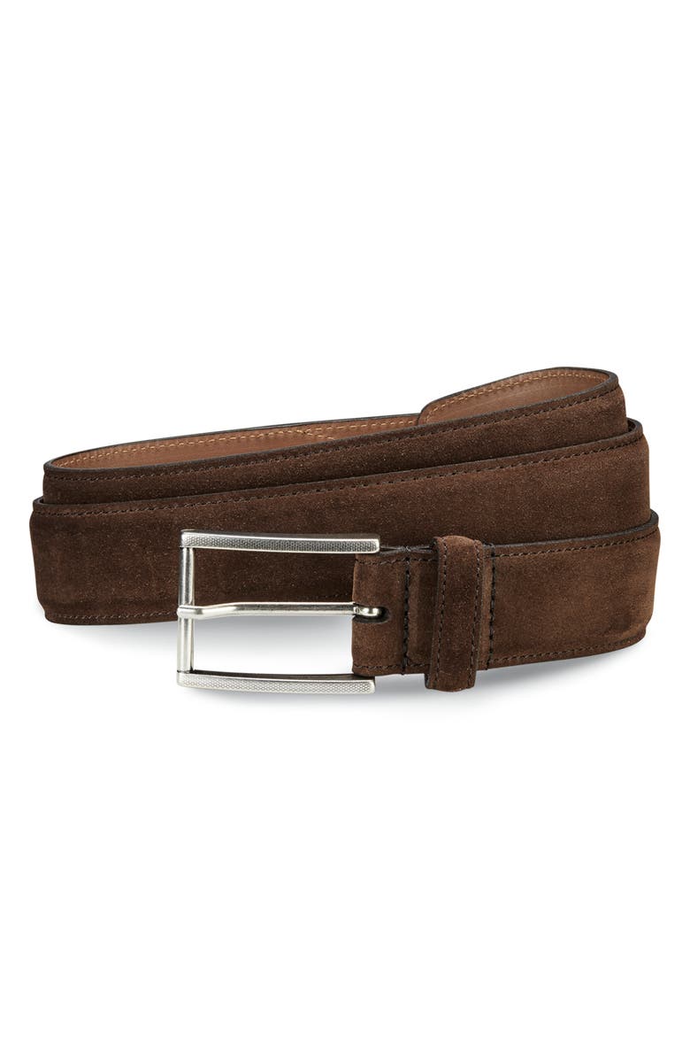 Allen Edmonds Suede Avenue Leather Belt, Main, color, Brown Suede