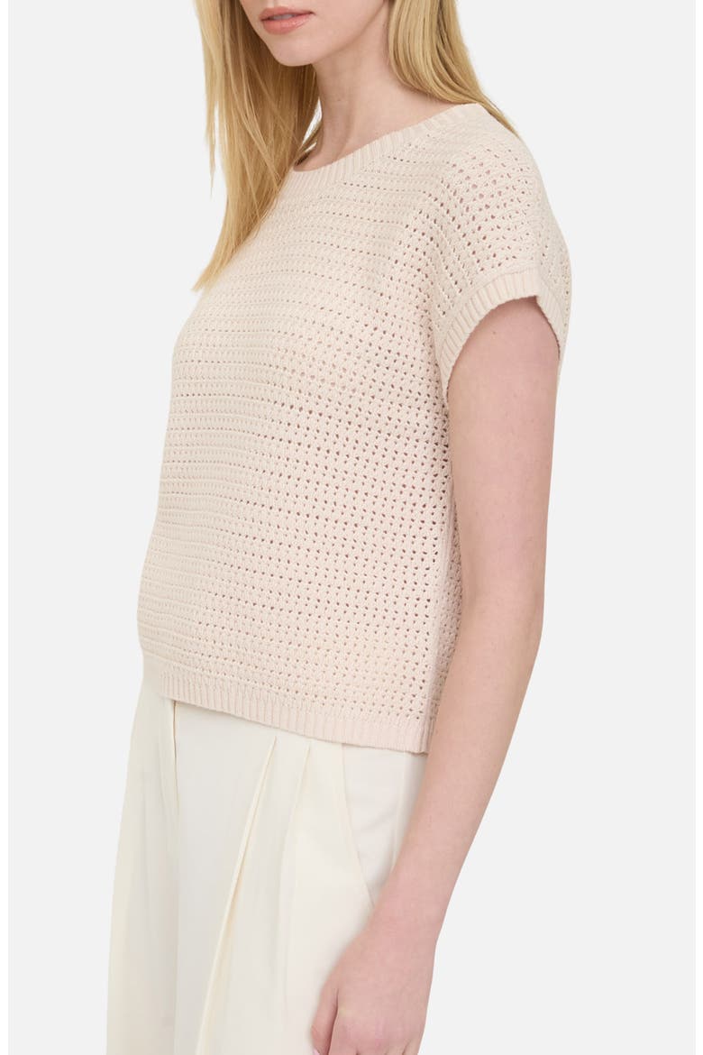 Open Knit Short Sleeve Sweater, Alternate, color, LIGHT KHAKI