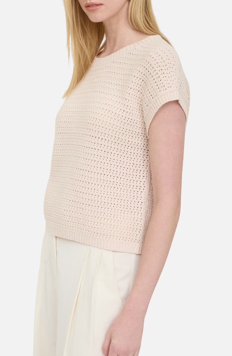 Blu Pepper Open Knit Short Sleeve Sweater, Alternate, color, Light Khaki