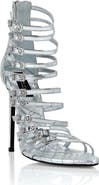 PHILIPP PLEIN Mirror Leather Sandals High Plein Heels Skull Women
