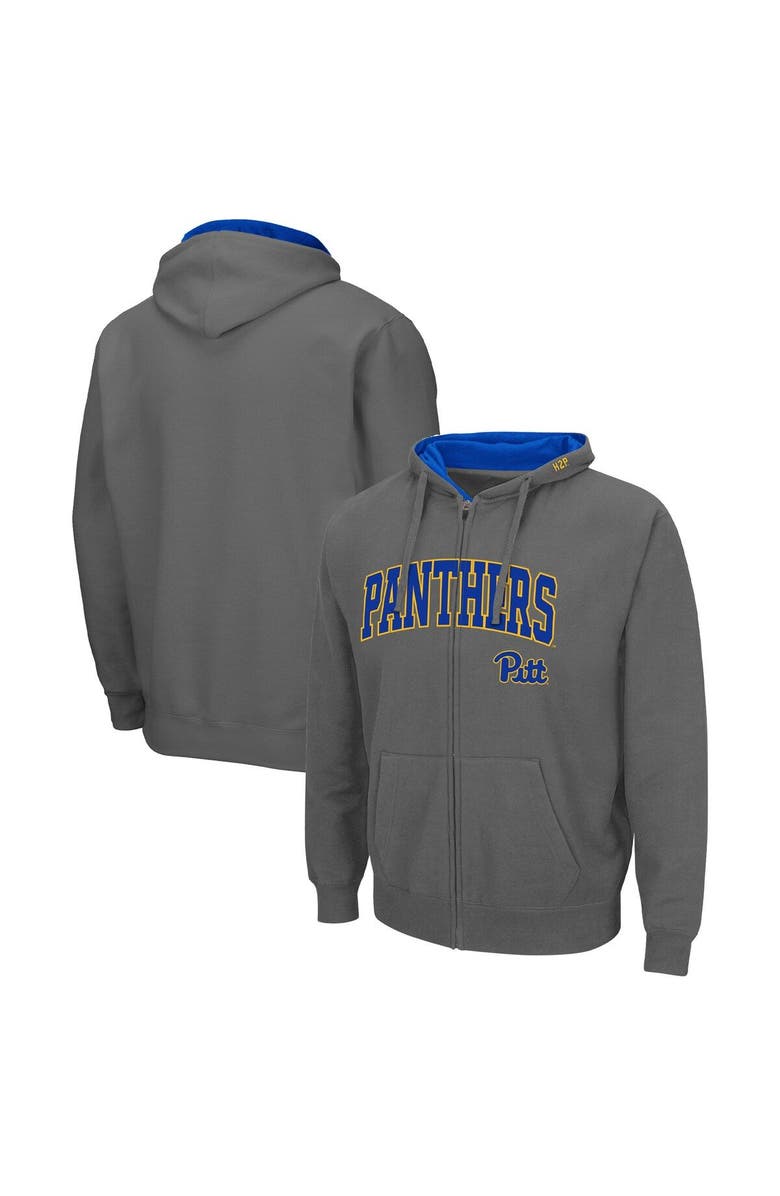 COLOSSEUM Men's Colosseum Charcoal Pitt Panthers Arch & Team Logo 3.0 Full-Zip Hoodie, Alternate, color, 