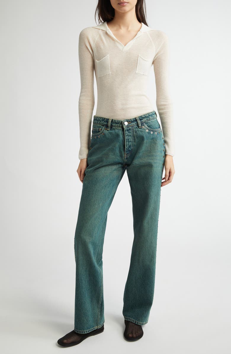 Paloma Wool Salom Rib Long Sleeve Polo, Alternate, color, 