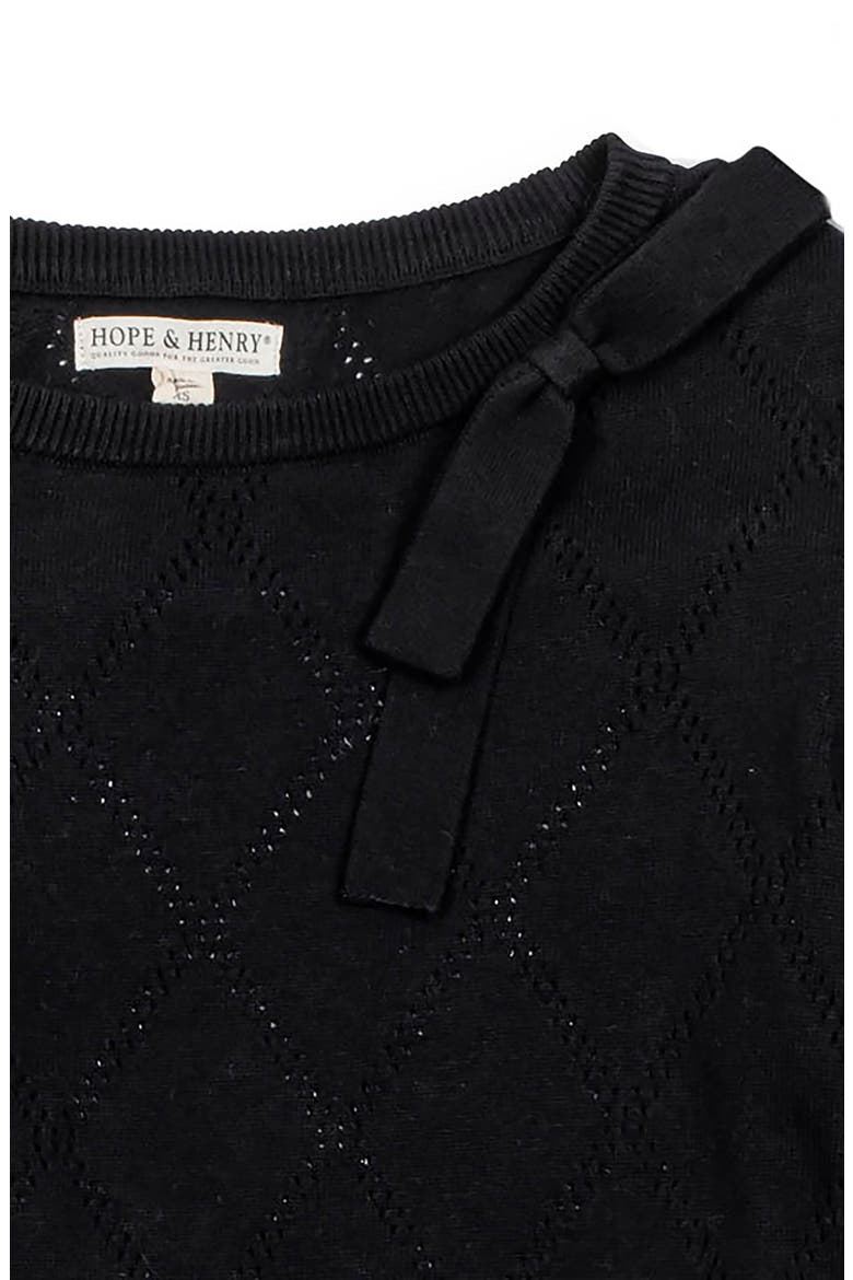 Organic Bow Detail Pointelle Sweater, Alternate, color, Black Diamond