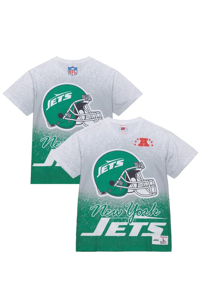 Mitchell & Ness Men's Mitchell & Ness  White New York Jets Team Burst Vintage Logo T-Shirt, Alternate, color, White