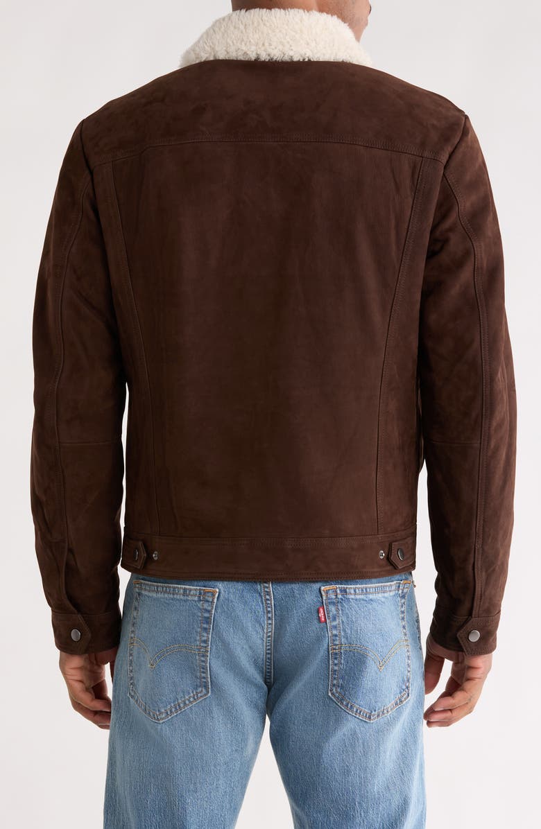BOSS x Beckham Mordy Suede & Genuine Shearling Jacket, Alternate, color, Open Brown