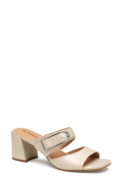 Johnston & Murphy Everly Buckle Slide Sandal In Bone Calfskin