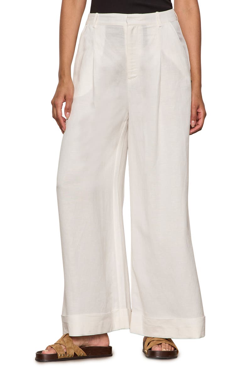 Terrace Linen Blend Wide Leg Pants, Main, color, CHALK WHITE