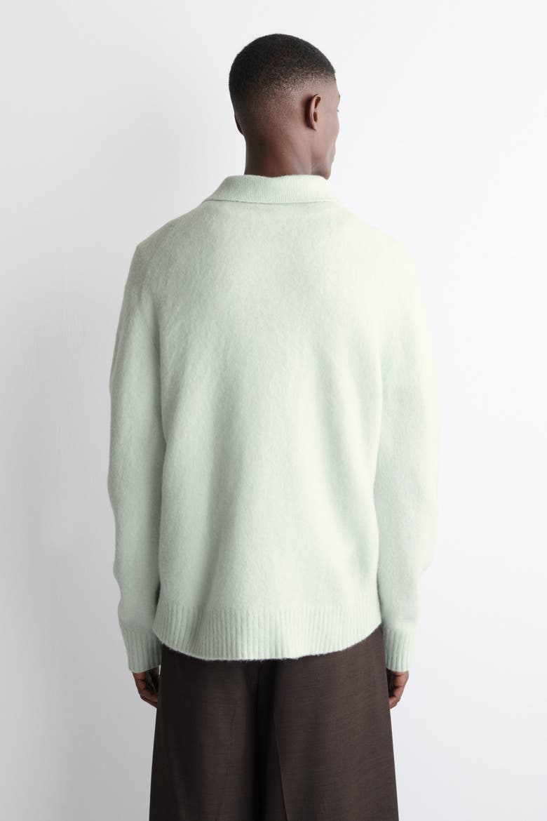 Brushed-Wool Polo Shirt, Alternate, color, ICE BLUE