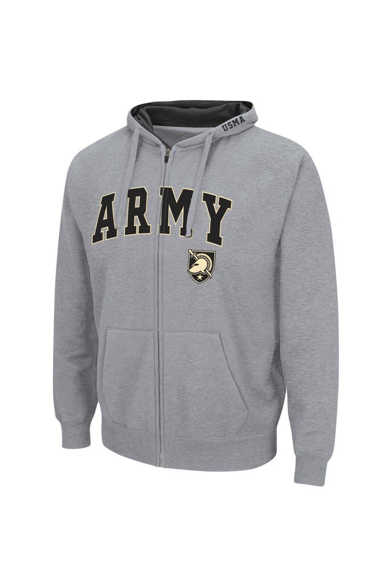 Men's Colosseum Heathered Gray Army Black Knights Arch & Logo 3.0 Full-Zip Hoodie, Alternate, color, Heather Gray