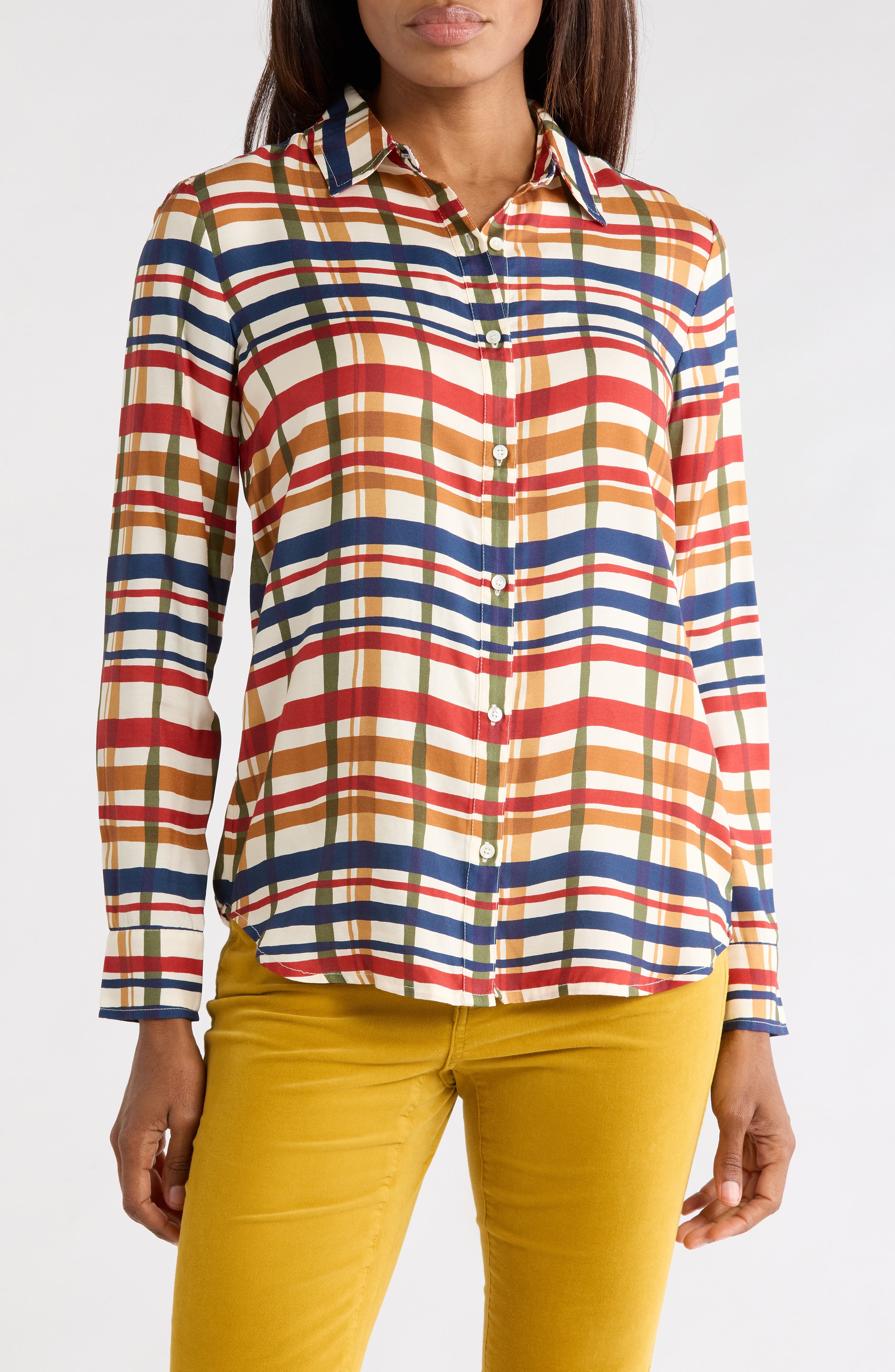 Plaid Button-Up Shirt