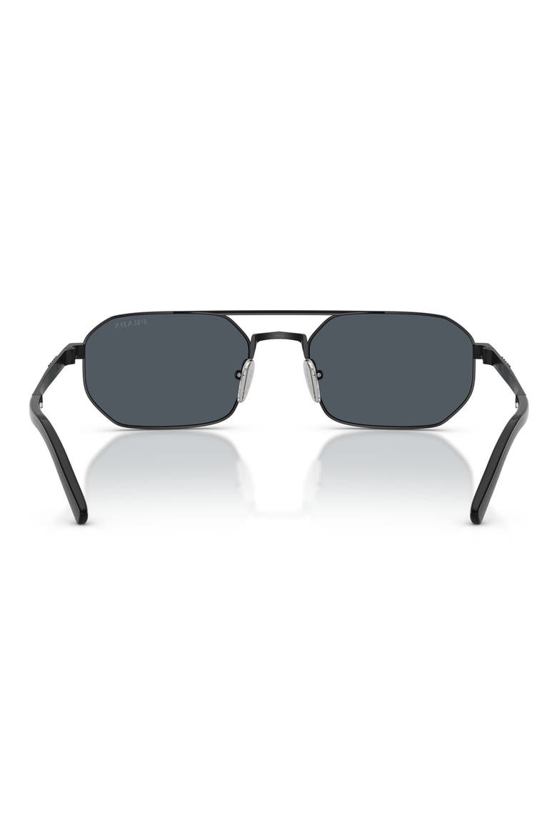 55mm Irregular Sunglasses, Alternate, color, SATIN BLACK / DARK GREY