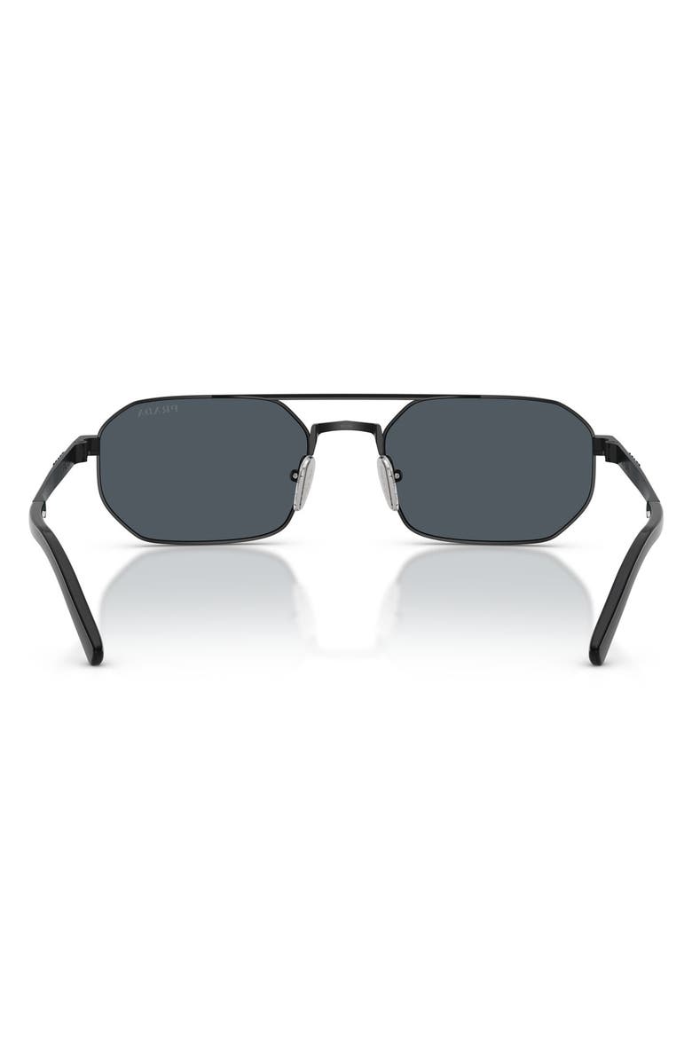 Prada 55mm Irregular Sunglasses, Alternate, color, Satin Black / Dark Grey