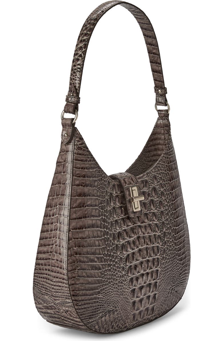 Brahmin Fallon Croc Embossed Leather Shoulder Bag, Alternate, color, Smokey Taupe Melbourne