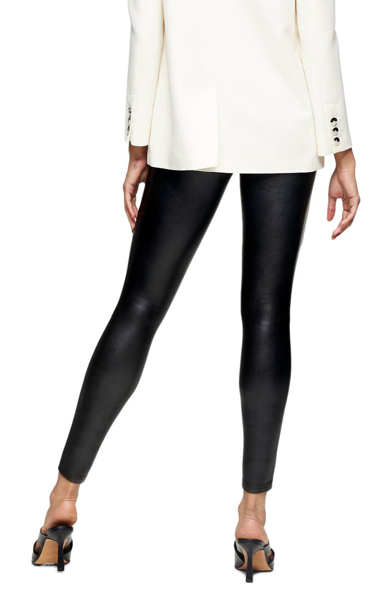 Topshop Fliss Biker Faux Leather Leggings, Alternate, color, 