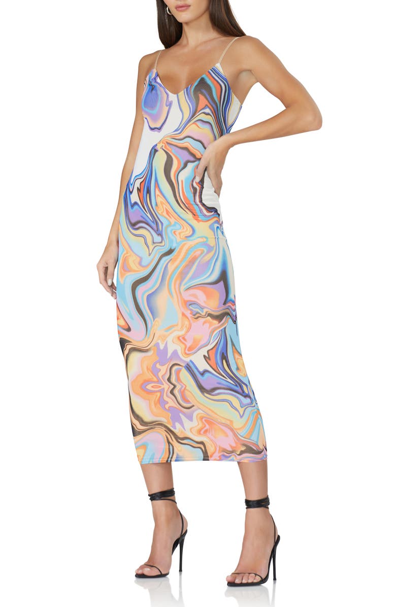 AFRM Amina Mesh Midi Dress, Alternate, color, 