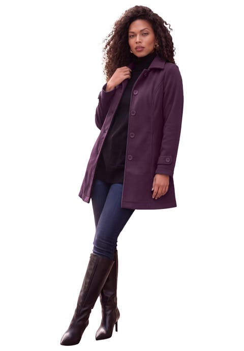 Plus Size Button Up Fleece Jacket