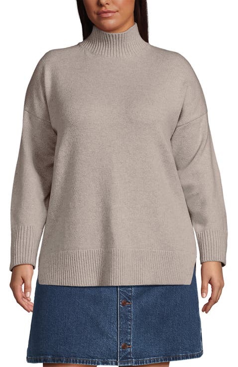 Plus Size Cozy Lofty Split Hem Turtleneck Sweater