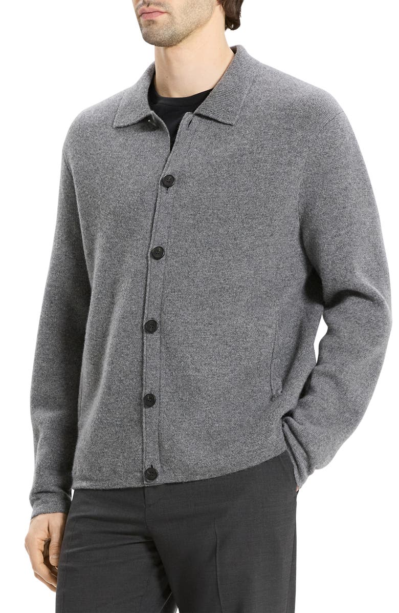 Theory Cameron Cashmere Cardigan, Main, color, Charcoal Melange